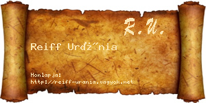 Reiff Uránia névjegykártya